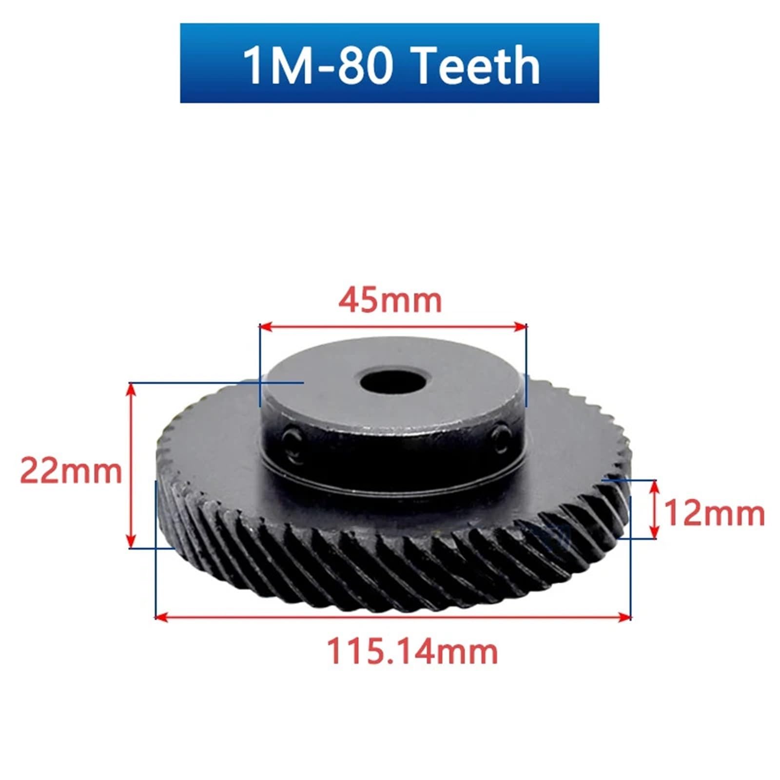 Engrenage hélicoïdal 45 degrés module 1M 72T 80T engrenage conique en acier avec plusieurs tailles de trous pour l'ingénierie de précision (22 mmkeyway 6 x 2,8 mm80 teeth-droit)