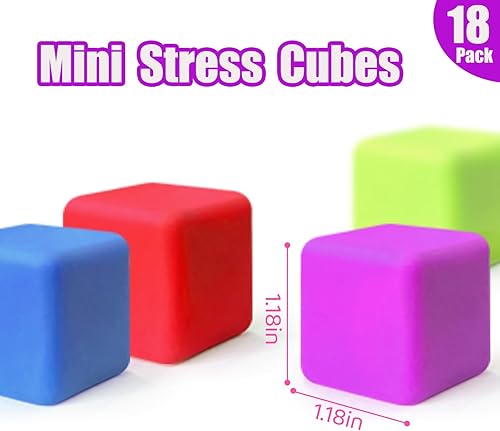 Miniatura 2 de Pelotas antiestrés para niños y adultos, paquete de 18 mini cubos cuadrados esponjosos, juguetes sensoriales para la oficina, juguetes sensoriales