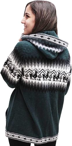 Miniatura 4 de Little Llamas Chaqueta Sudadera con Capucha de Lana de Alpaca Tejida