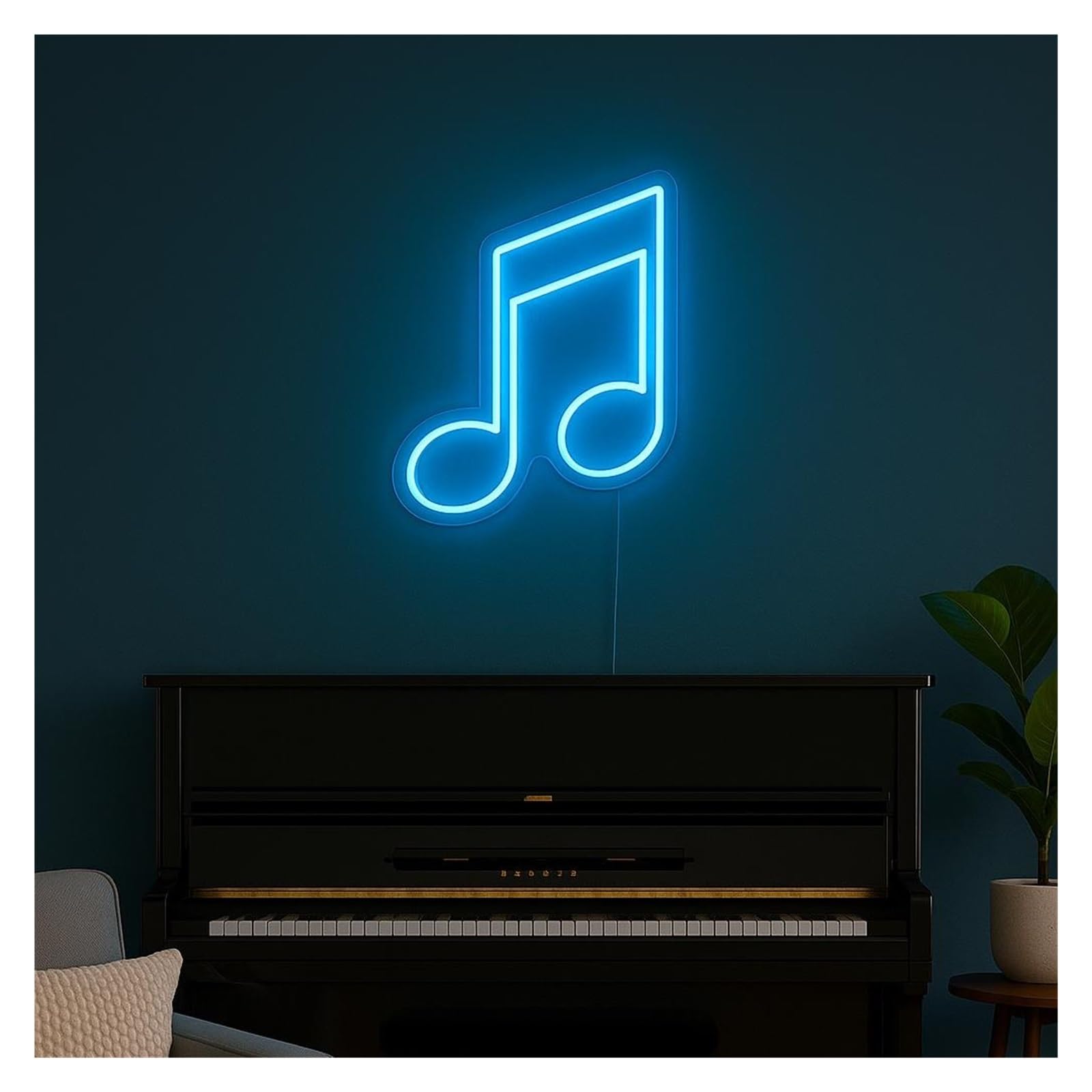 SHOUXI Sign Lamp Music Note Neon Sign, Suitable for Living Room Wall Decor with Dimmable 38cm