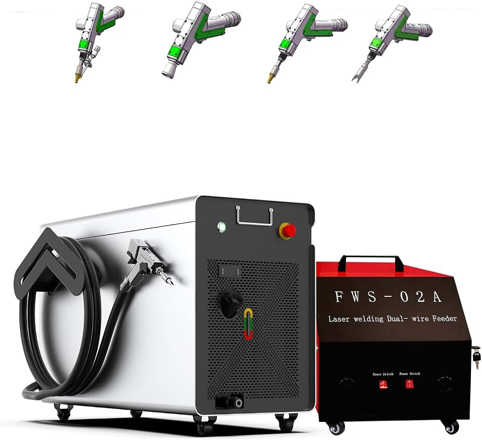 Raycus Laser Welding Machine, 220v Laser Welder Machine 4 in 1 Laser Welder/Cleaner/Cutter Handheld Fiber Laser Welder for Metal, Industrial Welding Tools (2000W, Double Wire feeder)