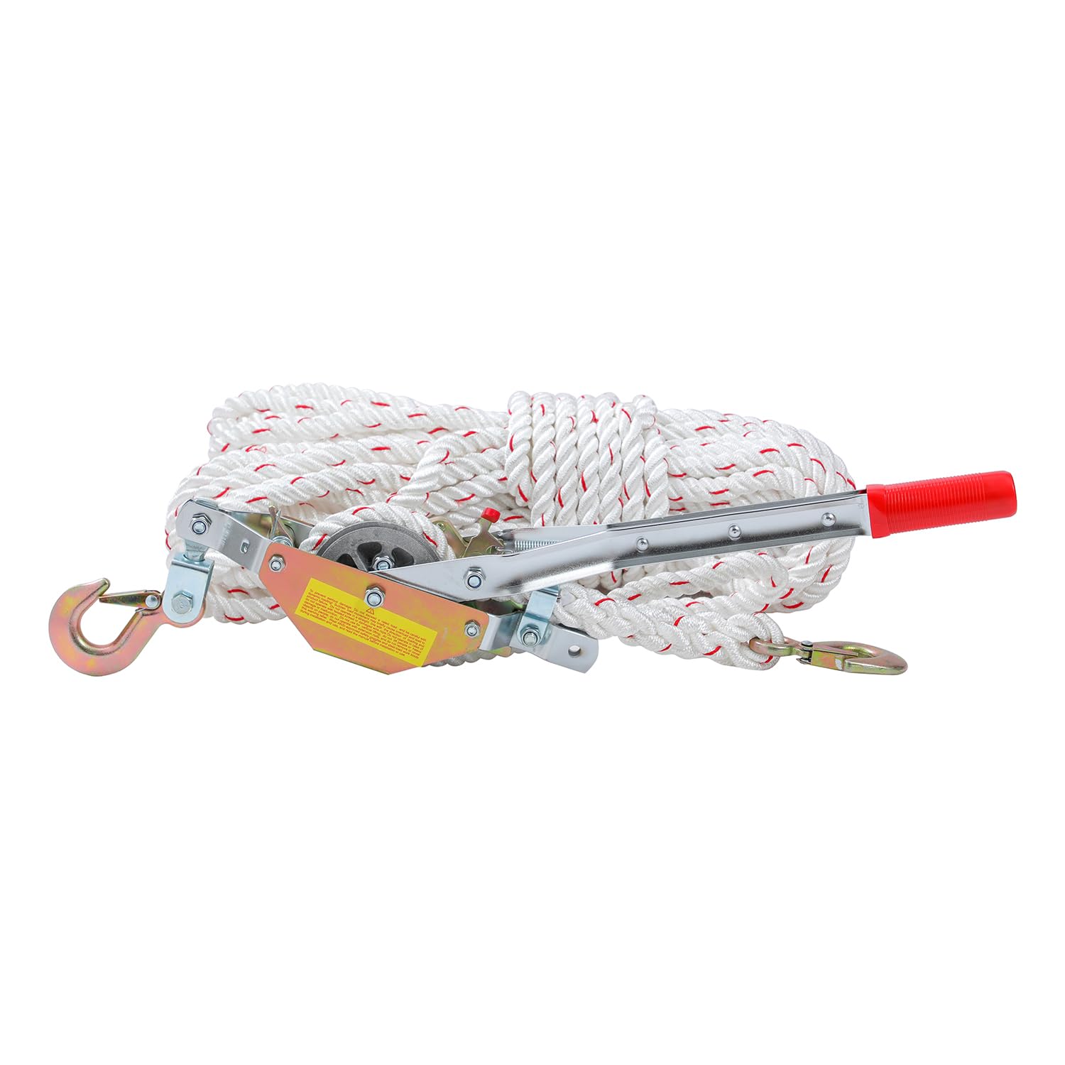 KATSU Tools Tirante a Corda con Cricchetto Pesante, Capacità 3/4 Ton, Corda 30m x 15mm, 2 Ganci in Acciaio, Verricello per Barche, Rimorchi, Tronchi e Abbattimento Alberi