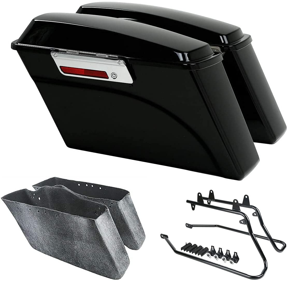 TCMT Hard Saddlebags &amp; Liners Carpet Insert W/Conversion Brackets Fits For Harley Davidson Heritage Softail Softail Deluxe 1984-2017(except for Deuce Model Softail Slim Models)
