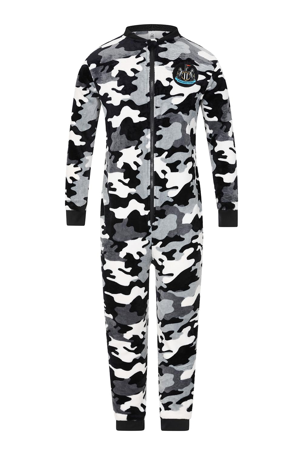 Newcastle United Football Club Boys Camouflage Fleece Sleepsuit Kids All in One (9-10 Years)