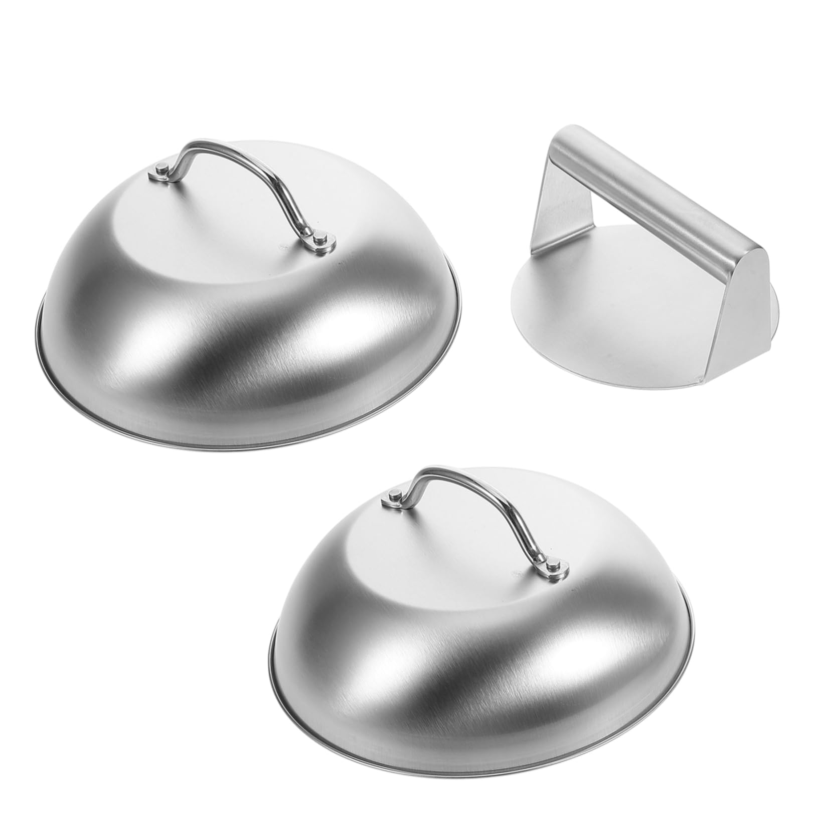 POPETPOP Kit Accessori Coperchio in Acciaio Inossidabile con Pressa per Grigliate Outdoor e BBQ