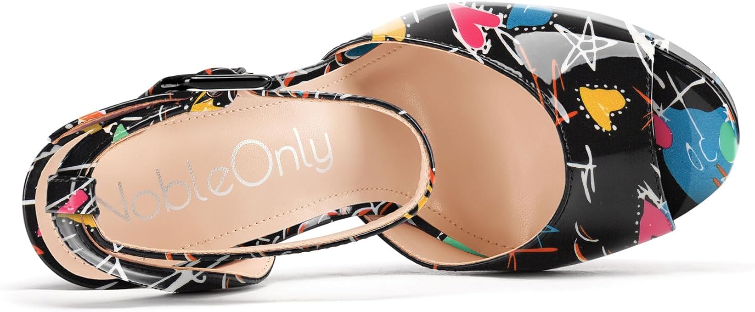 NobleOnly Platform Heels for Women Platform Sandals Chunky Heel Peep Open Toe Ankle Strap Sandals Wedding Party Prom Shoes 5.9 Inches Heels - Image 6