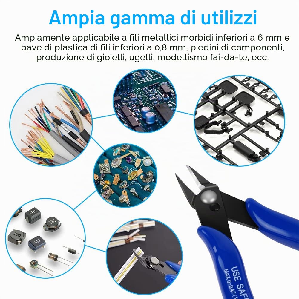 Ainiv Pinza da Taglio Diagonale, 1pz Pinze per Taglierine di Precisione, Pinza elettricista, Spellafili e Tagliafili, Multifunzionale Tronchesi a Filo per Artigianato Creazione Gioielli, Blu