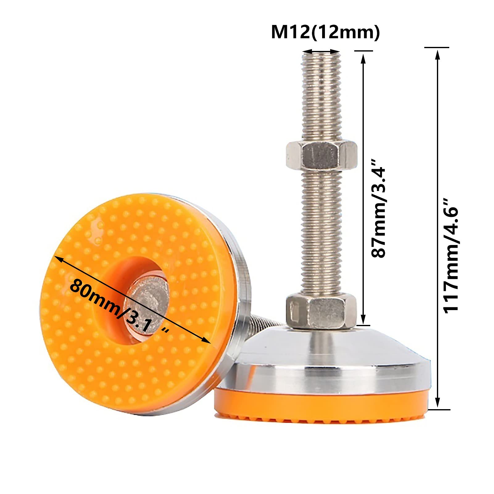 Pies niveladores Patas niveladoras, niveladores de patas de muebles ajustables con rosca M12, patas niveladoras resistentes for muebles pesados, bancos de trabajo, equipos mecánicos, paquete de 4