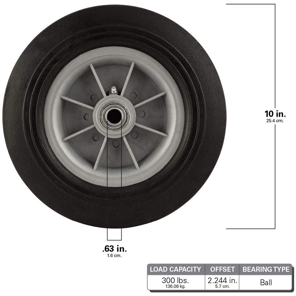 Flat Proof Replacement Wheel - 10-Inch - 300 lb. Load Capacity - For use on Wagons, Carts, & Many Other Products — Amazon image 2