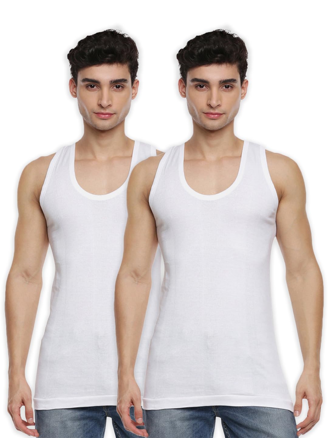 Men's Classic Gym Vest/Banian | Super Combed Cotton White Round Neck Sleeveless Undershirt-image-42