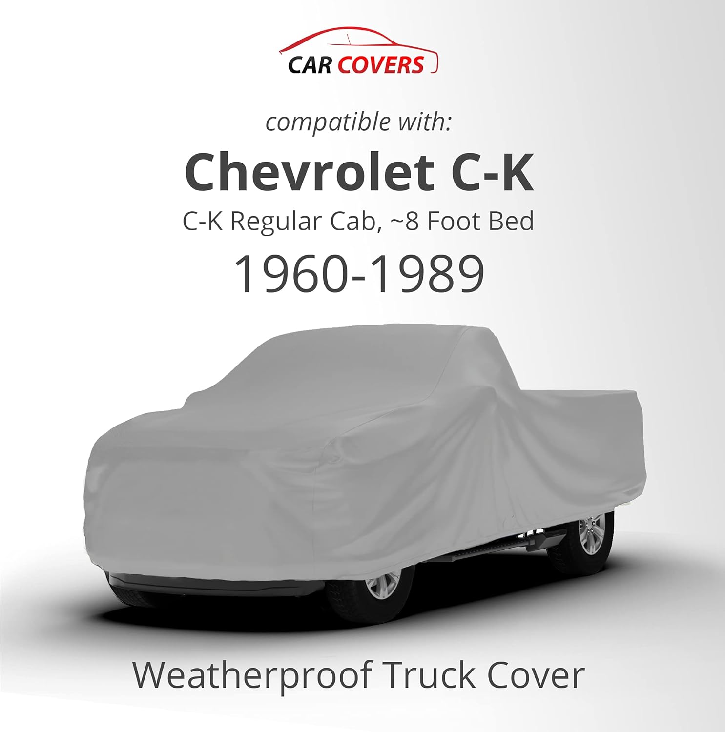 Car Covers Weatherproof Max Truck Cover & Warranty Compatible with Chevrolet 1960-1989 C-K Regular Cab, 8'– Outdoor Cover, Prevents Theft with Cable Lock