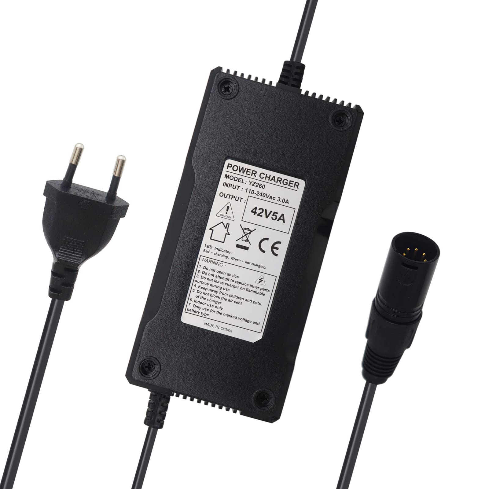 Netzteil Ladegerät Ladekabel für Pedelec Ladegerät (42V) 36V Akkus 5-Pole-XLR 5A 210W