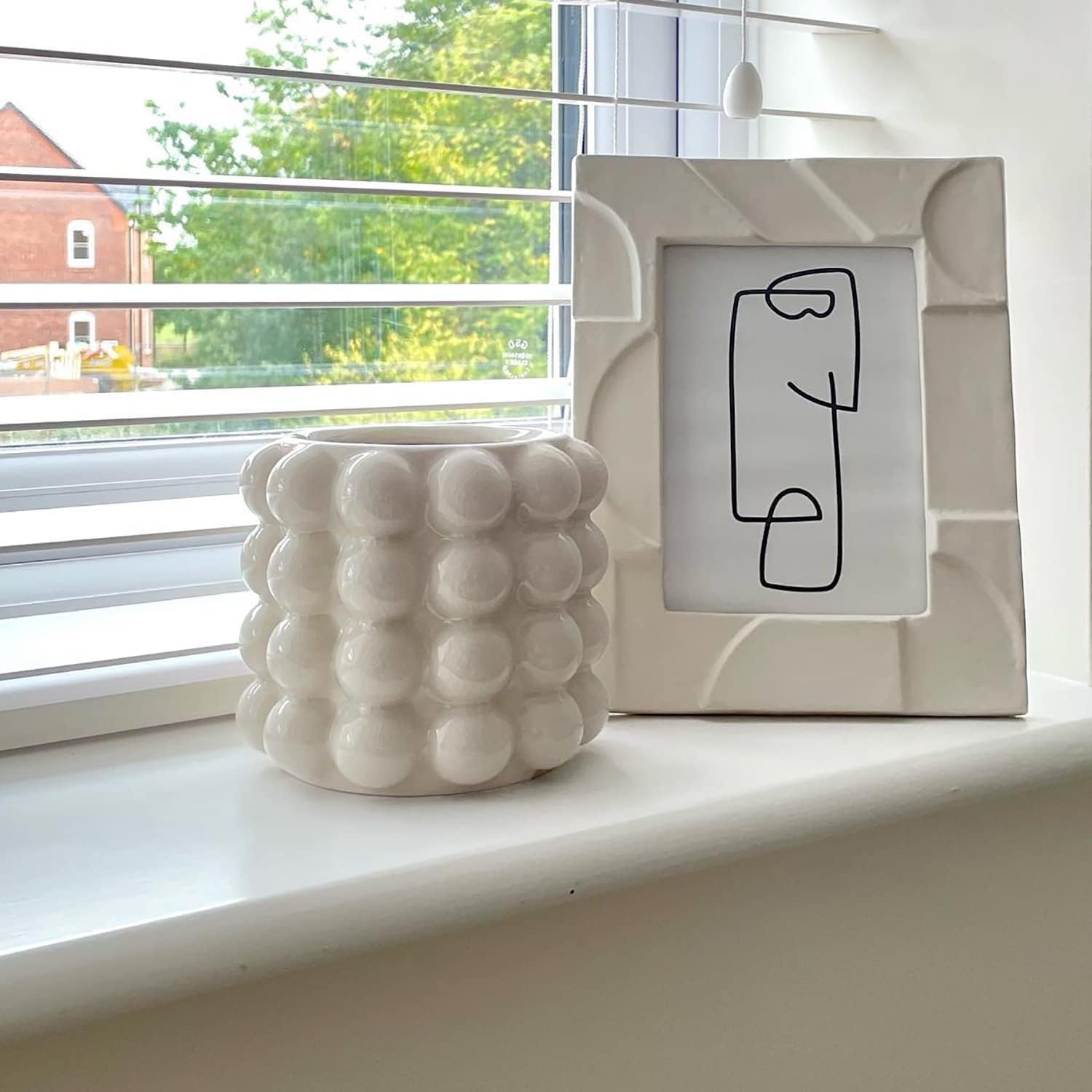 Bubble Vase, Beige Ceramic Vase for Flowers, Short Vases for Boho Decor, Decorative Vases for Flowers, Living Room, Bedroom, Office, Fireplace, Mantel, Coffee Table, 5 Inches