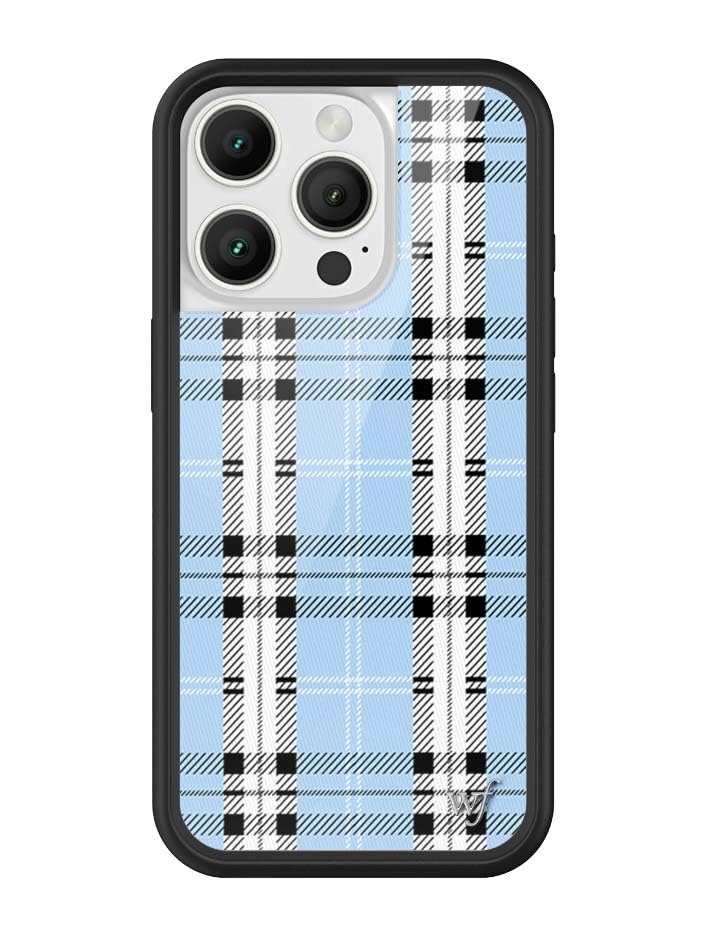 Image of Wildflower Cases - iPhone 16 Pro Compatible - Plaid Blue | Impact-Certified 6.5 ft Drop Protection Case, Raised Protective Bumper, Cute Aesthetic Design, Women-Owned Small Business