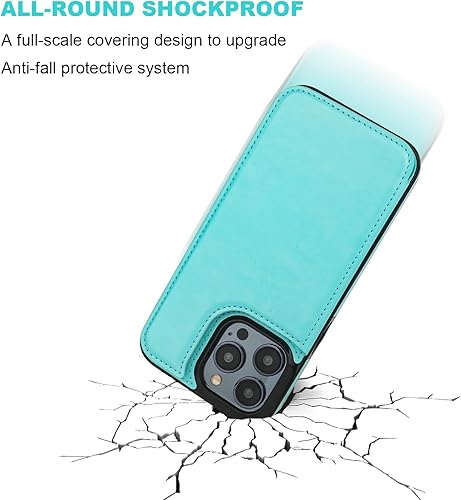 Miniatura 6 de Onetop Funda tipo cartera compatible con iPhone 15 Pro Max con soporte para tarjetas, funda de piel sintética con ranuras para tarjetas, doble