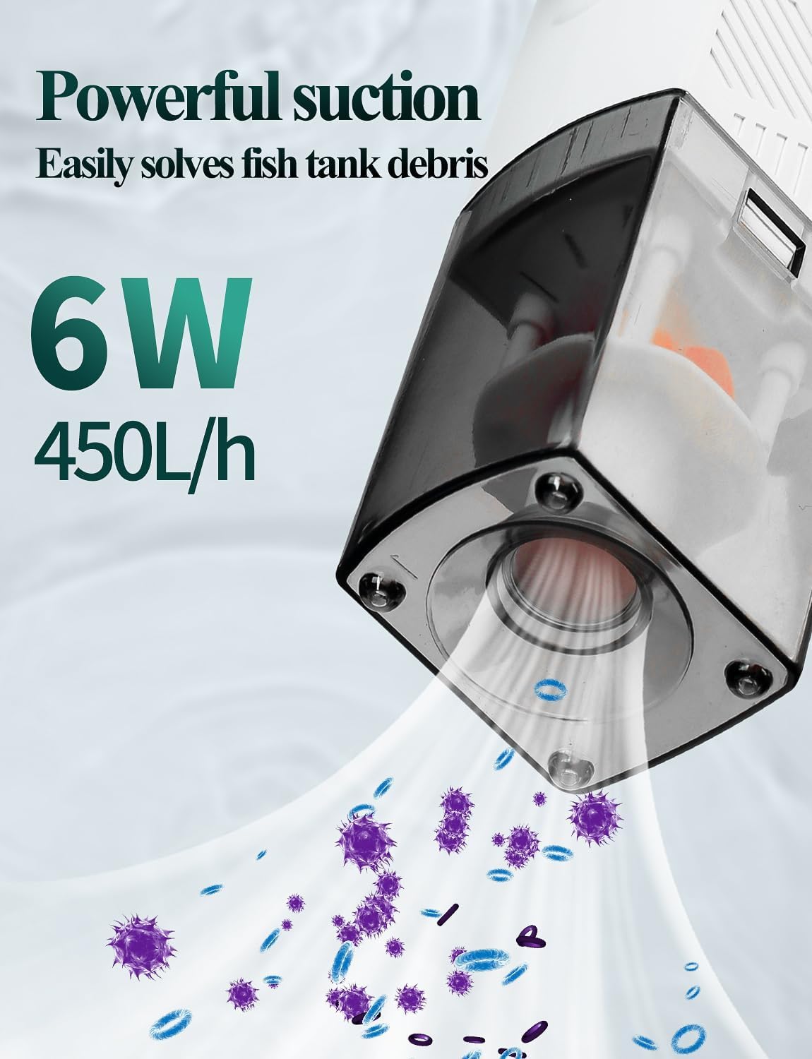 boxtech 4 in 1 Filtro Acquario Interno, Filtro per Acquario Regolabile con Pompa Ossigenatore, Filtro per Acquari Silenzioso 6W, 450L/H, Adatto per Acquari da 8-17Gallon (M)
