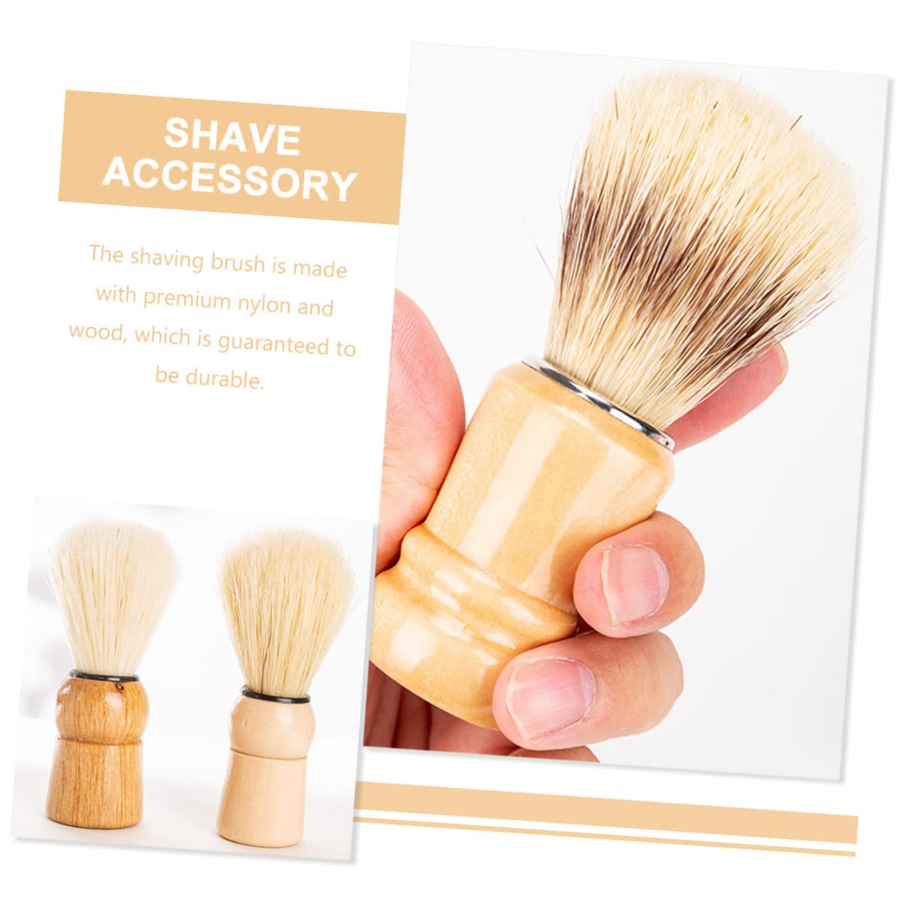 WOONEKY 5 Set Di Pennelli Da Barba Per Uomo Pennelli Da Barba Con Manico in Legno Set Da 2 Pezzi*5
