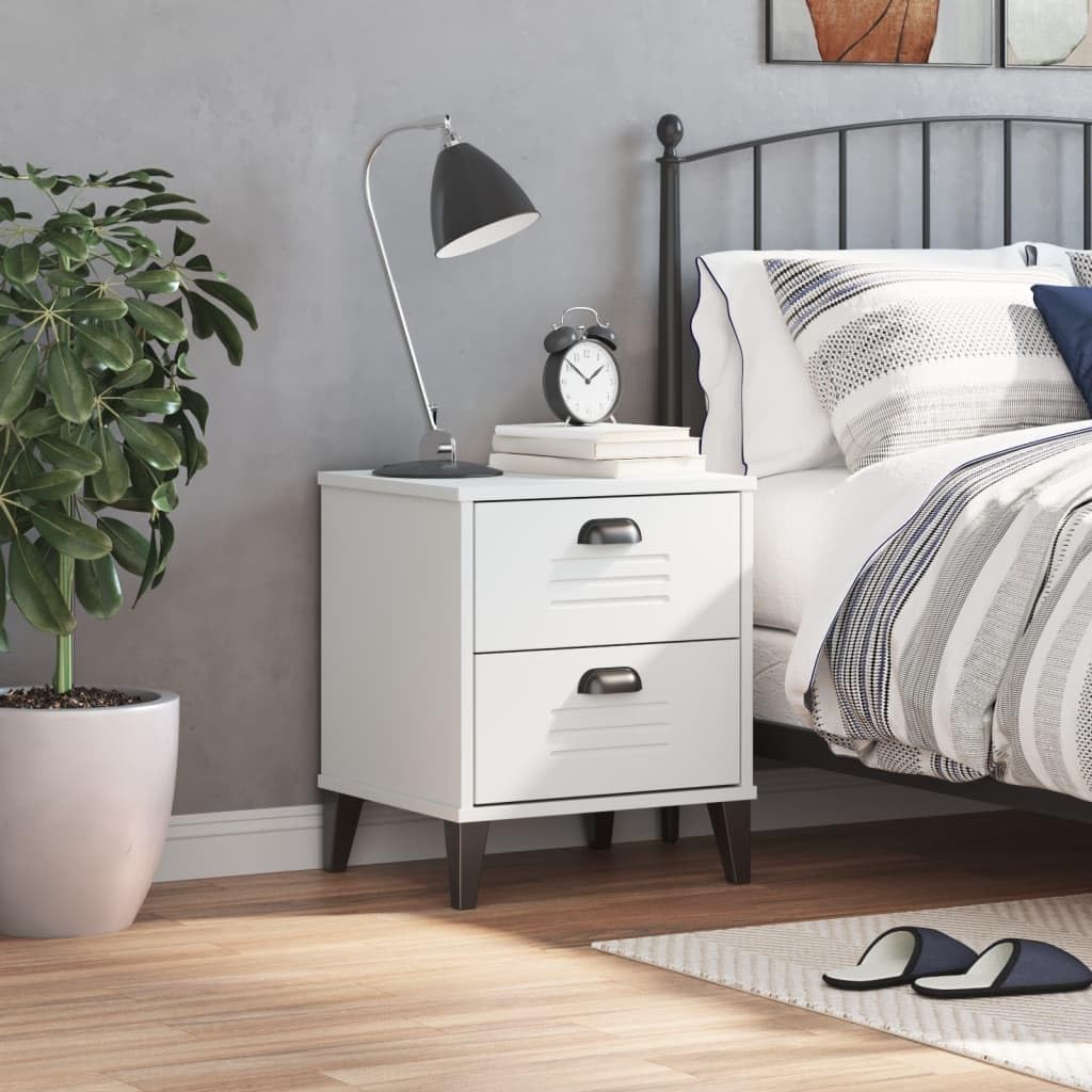 Mesa de Noche Industrial con Amplio Almacenamiento, Diseño Elegante para Dormitorio o Sala de Estar, Material de Madera de Ingeniería Resistente y Fácil de Limpiar