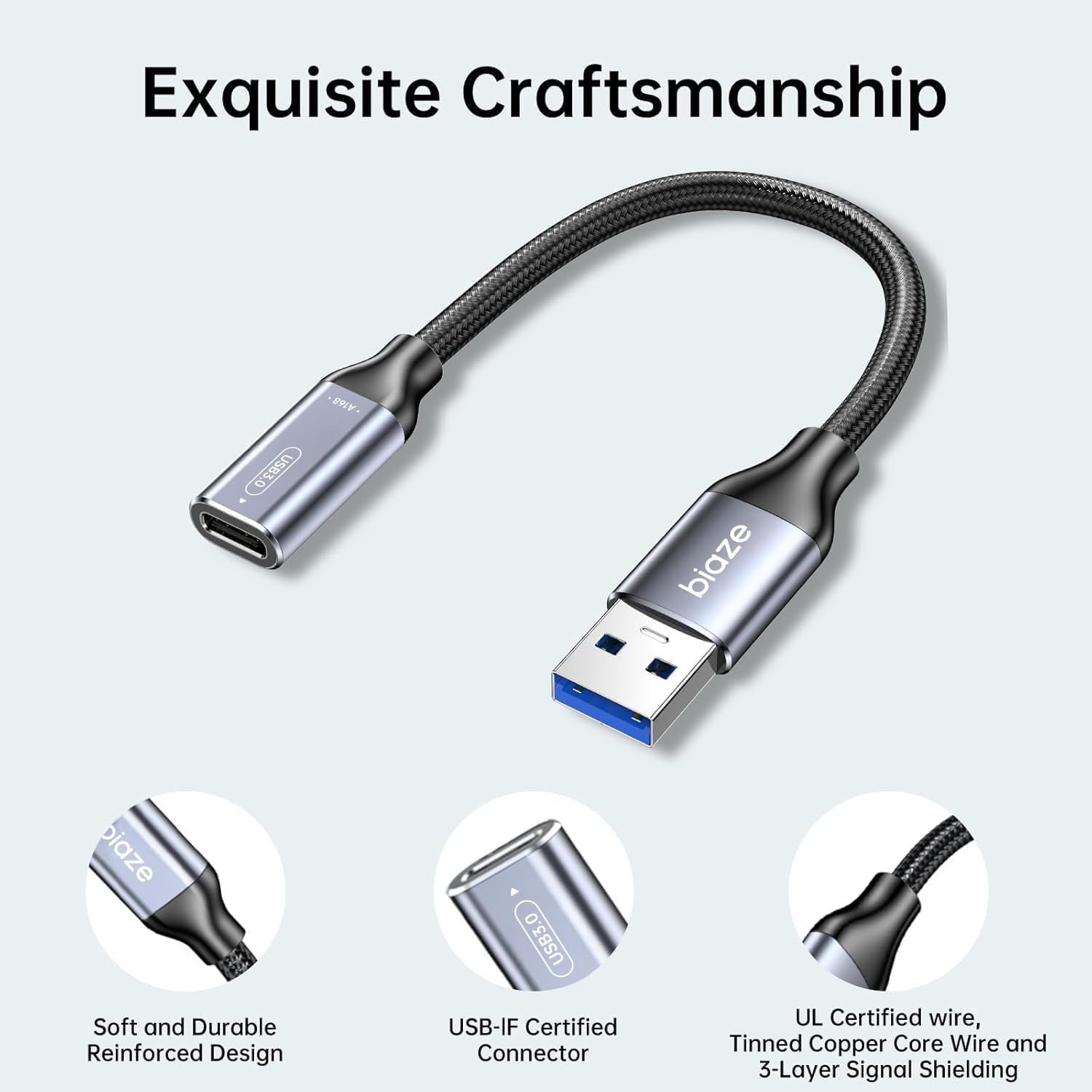 Adaptador USB C hembra a USB macho, adaptador USB A a USB C con transferencia de datos de 10 Gbps y carga para laptop, PC, disco flash, Quest Link, cargador