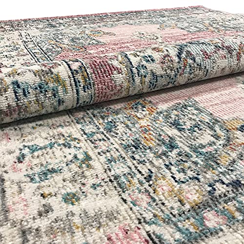 the carpet Palma – Moderner Teppich, Pflegeleicht & Langlebig, Für Wohnzimmer & Schlafzimmer, auch Wetterfest & UV-beständig für Balkon & Terrasse, Rosa, 120 cm Rund