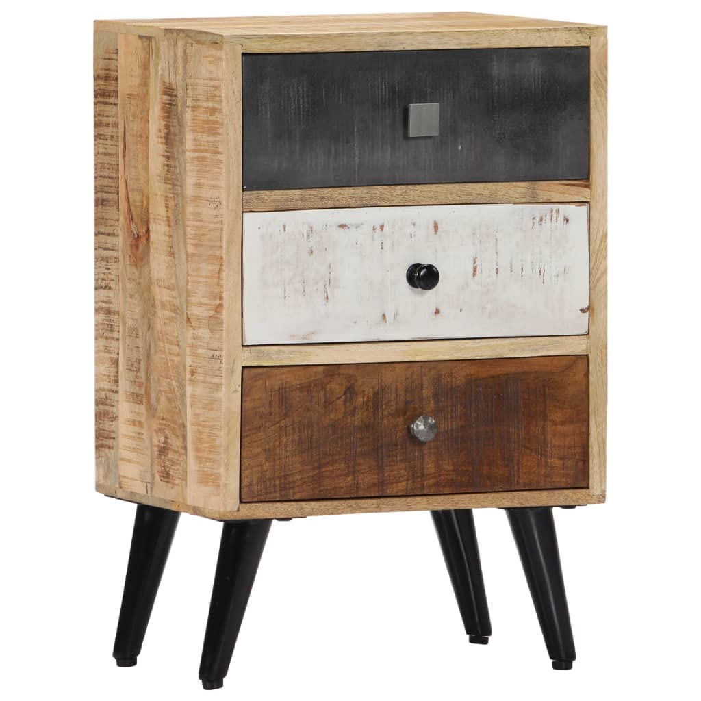Generico Comodino 40x30x60 cm in Legno Massello di Mango,Comodini