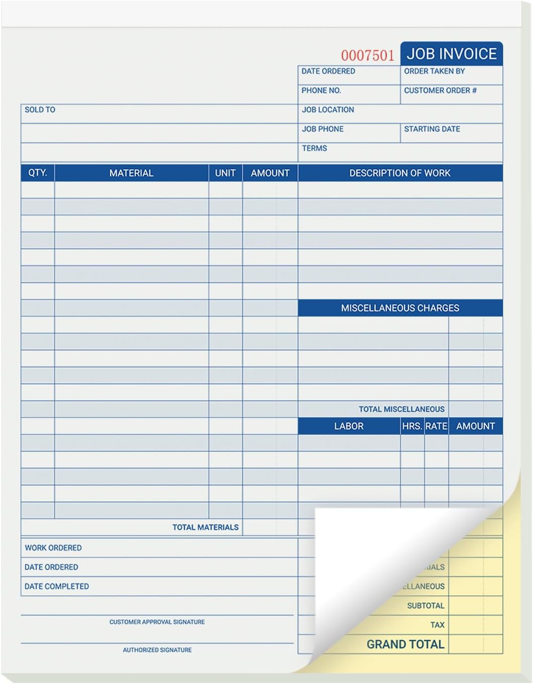 Amazon.com : suituts 50 Sets Job Invoice Forms, 2 Part Carbonless, 8 ...