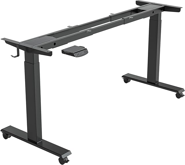 FEZIBO Dual Motor Height Adjustable Standing Desk Frame, Adjustable Desk Legs for 120 cm to 160 cm Desk Tops, Home Office Sit Stand Desk Base, Black (Frame Only)