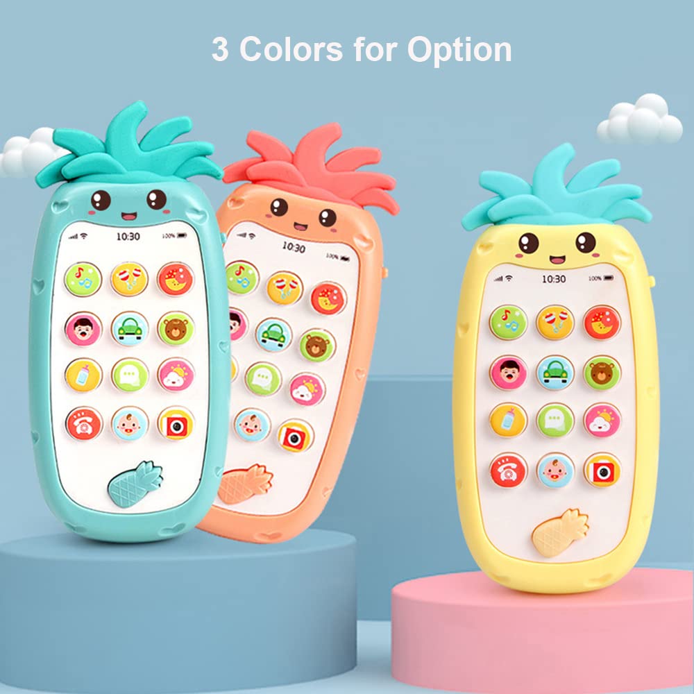 Walmeck Baby Cell Phone Toy Interactive Educational Musical Teether Smartphone with Light Music Various Sounds for Toddlers Boys Girls Orange Yellow Green — view 9