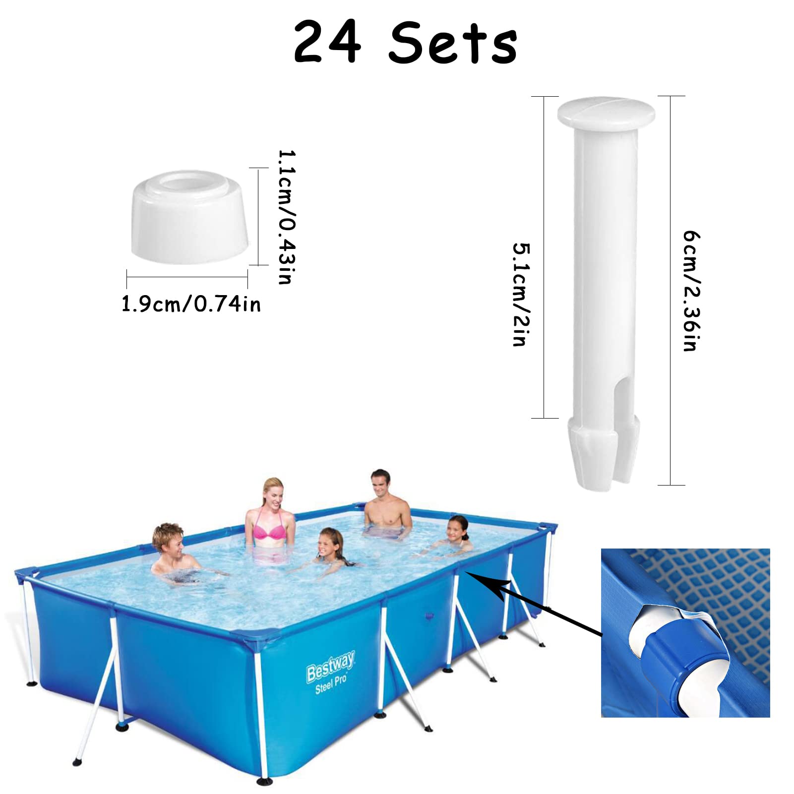 Części zamienne do basenu, 24-częściowy trzpień zawleczka pin części zamienne, joint piny & seals Pool Replacement części zamienne do basenu, kołki Splint Pin Pool, części zamienne Frame&Round Pool