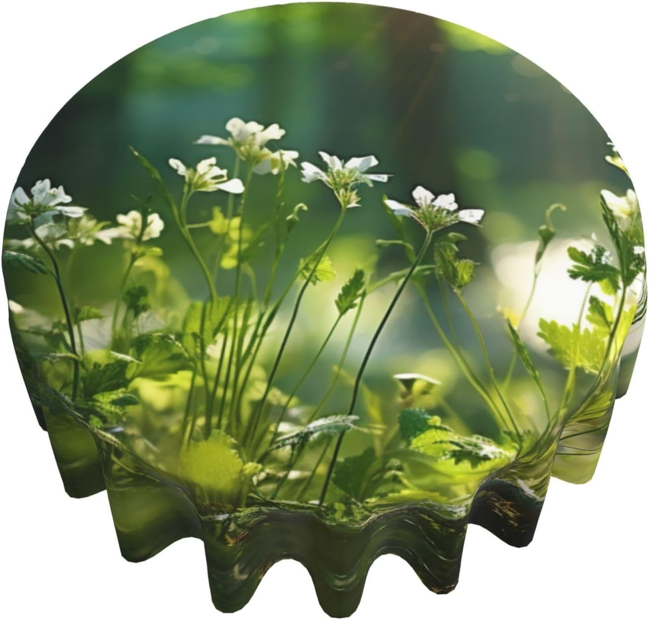 Wild Flowers Birds Leaves Branches3 Print Wrinkle Free Dining Table Cover for Birthday Party Farmhouse Tablecloths Up to 60 x 60 Inches