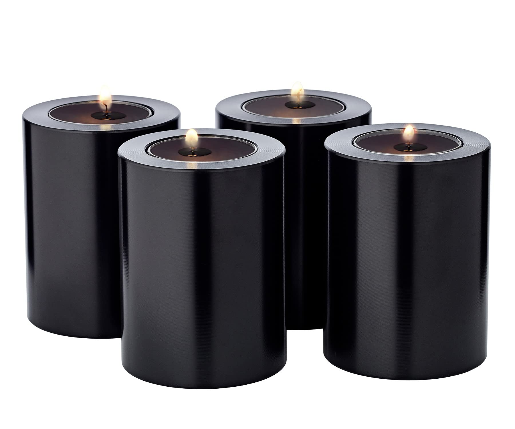 EDZARD Set di 4 portacandele in vetro Cornelius nero, altezza 8 cm, diametro 6 cm, resistente al calore fino a 90 gradi
