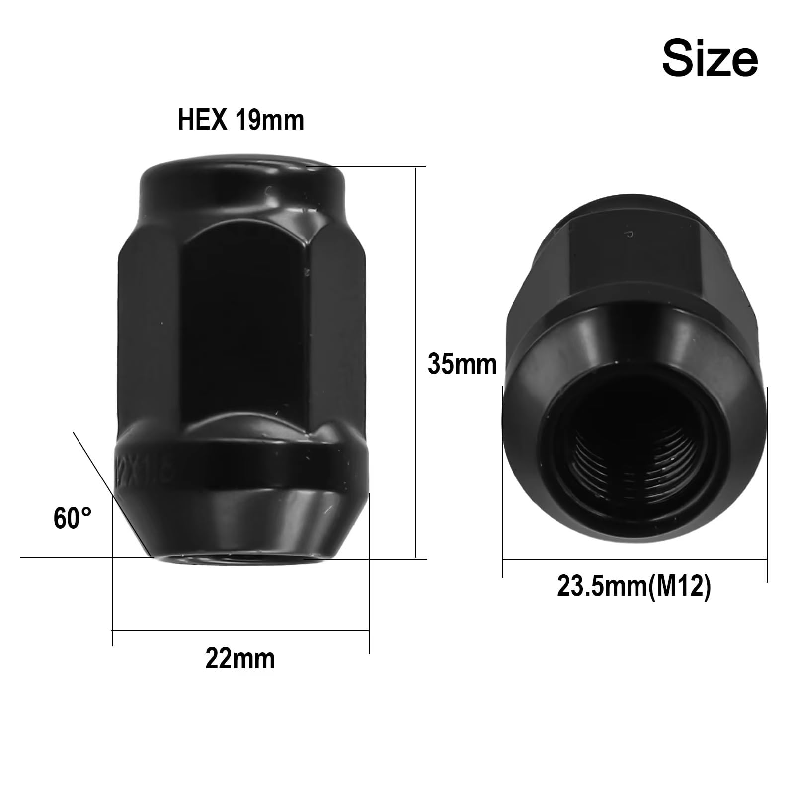 Boulons de Roue pour Toyota Land Cruiser et Prado M12x1,5, écrous de Roue Noirs, Douille pour écrou de Roue Noire