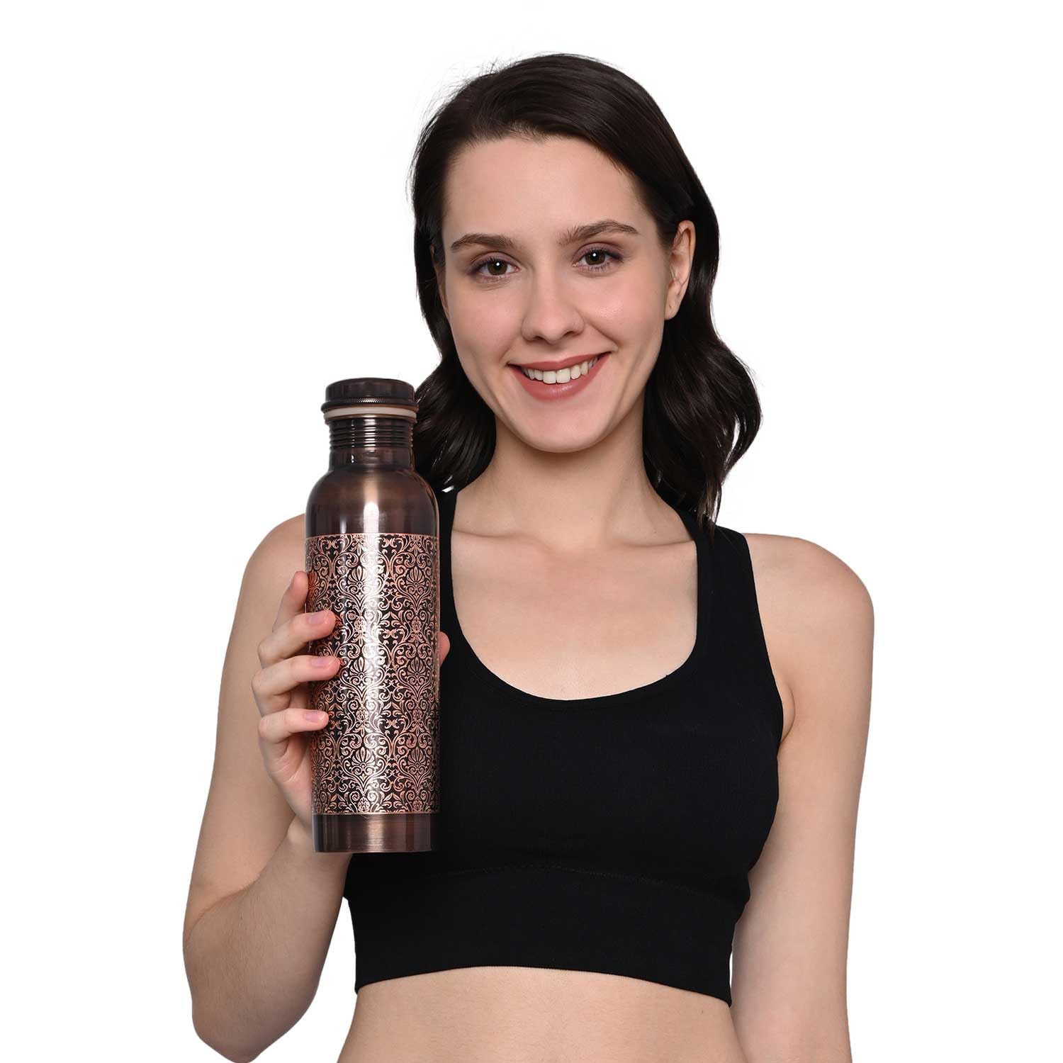 ANCIENTIMPEX Bottiglia di rame Premium Retro Finish, capacità 950 ml per benefici per la salute ayurvedica