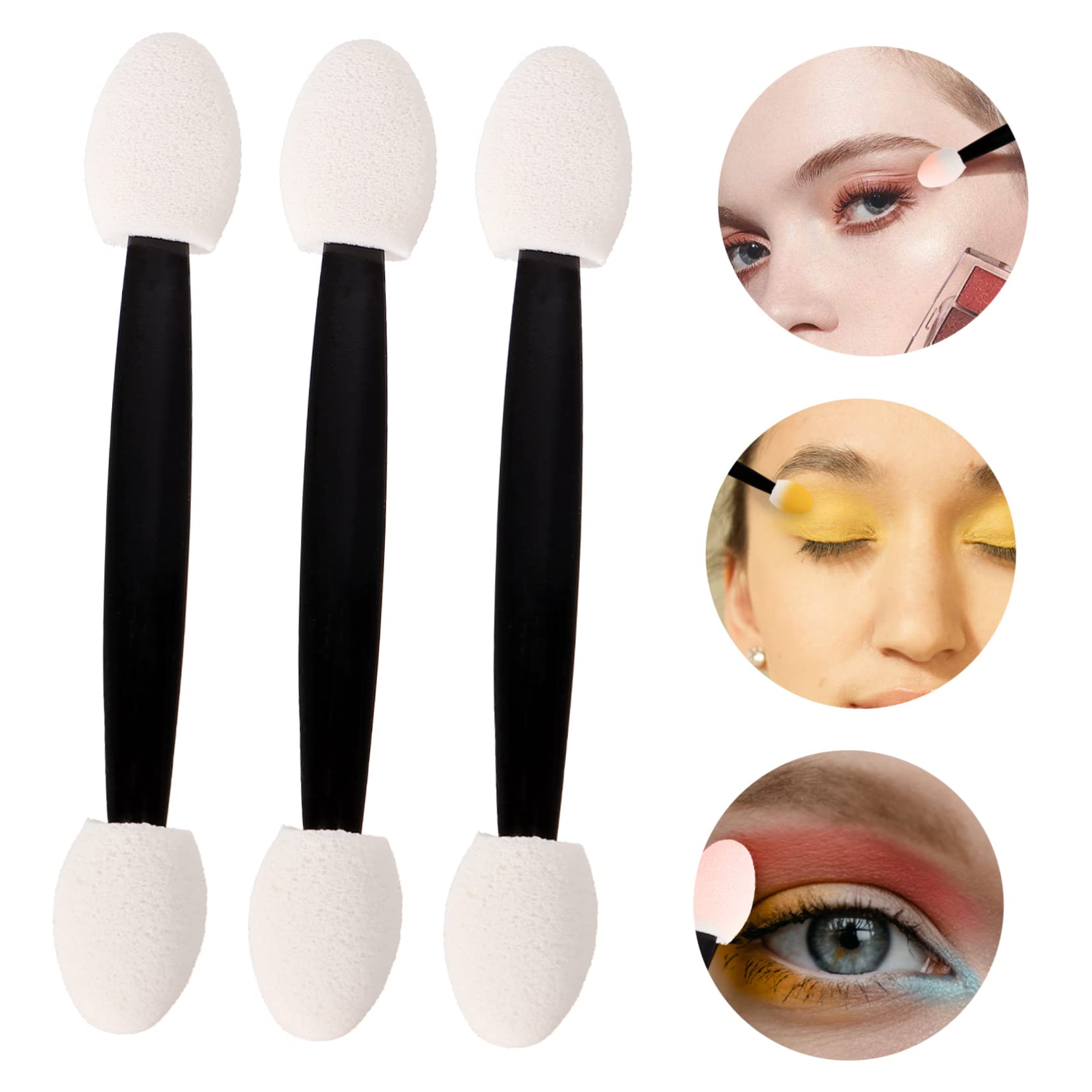 FRCOLOR Double-ended Eye Shadow Makeup Tool 4 Pack Sponge Applicator Lip Brush for Women Cosmetics Brush Set