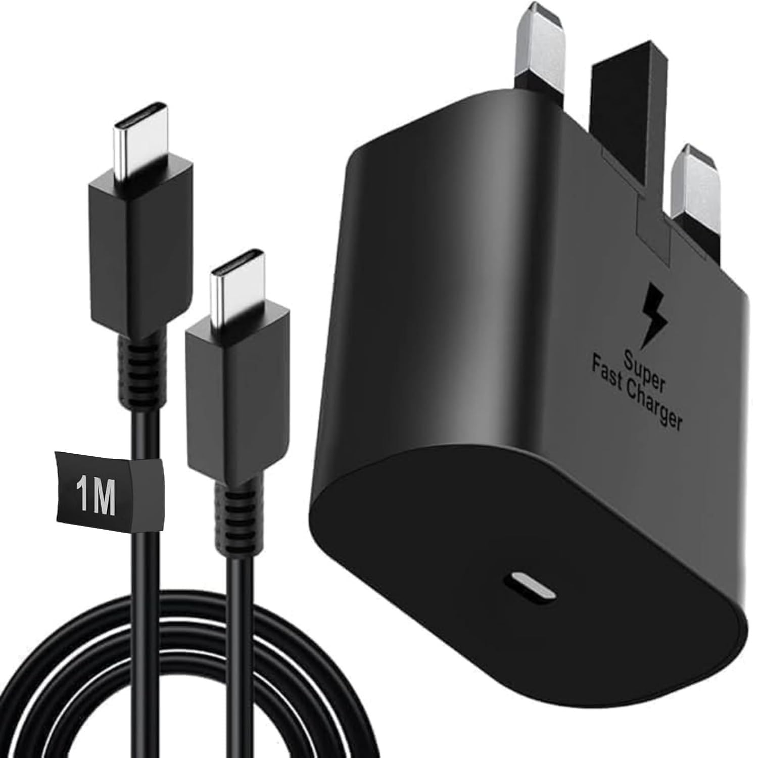 45W Super Fast Charger for Samsung Galaxy Charger Head with 1M Charging Cable, Travel Adapter, Super-Fast Charging (UK Plug with USB Type-C Cable), Black
