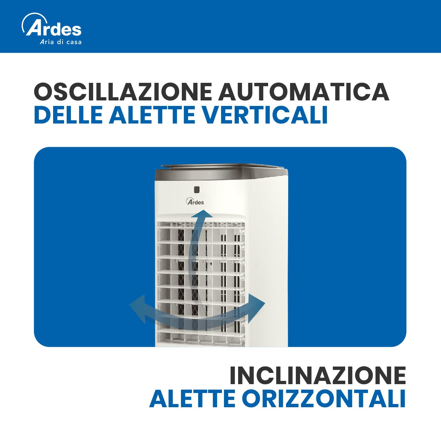 ARDES - AR5R06D Refroidisseur par évaporation compact et puissant avec débit d'air à 3 vitesses Oscillation automatique Minuterie Télécommande et filtre à poussière Blanc
