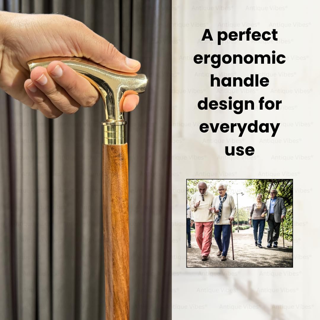 Designer Derby Handle Walking Cane Wooden Shaft Stick Left/Right Hand Grip, Walk Unisex Classic Canes for Men/Women