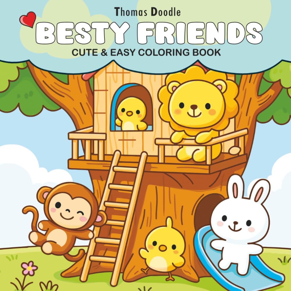 Besty Friends: Super Cute Coloring Book for Adults and Teens Featuring Adorable Animals Characters for Relaxation