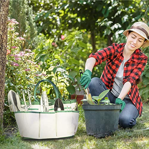 Crenova 10 Piece Garden Tools Set-Gardening Tools,Pruning Shears,Garden Gloves,Garden Tote,Kneeling Pad and Garden Sprayer.Add 3 Free Piece Mini Gardening Tool Set.Best Gift for Women and Men.