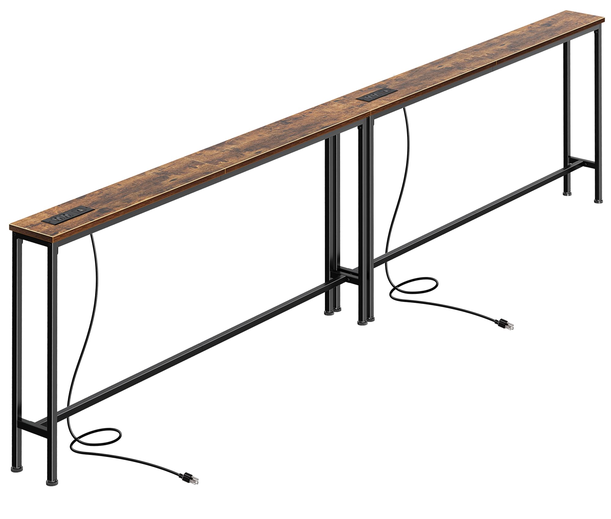 SUPERJARE 110 2 Inch Sofa Table with Power Outlets and USB-C Ports 5 9 Inch Narrow Console Tables