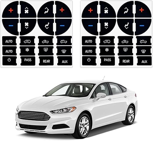Paquete de 2 cubiertas de perilla de control de volumen de radio trasera y kit de reparación de calcomanías de botón de CA para tablero (2