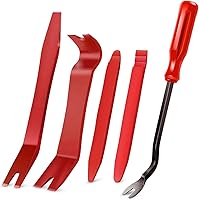 GOOACC 5PCS Red Nylon Auto Trim Removal Tool Kit - No-Scratch Pry Tools for Car Dash Panels, Audio & Interior Dismantle