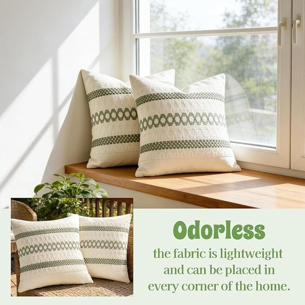 Eleganti fodere per cuscini verdi e bianche,verde 45 * 45 cm | verde salvia per il letto, splendida aggiunta a qualsiasi camera da letto