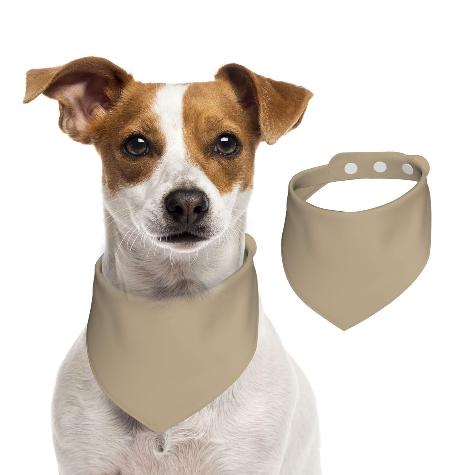 Khaki brown Double Sided Dog Bandanas - Cotton Reversible Pet Scarf for Small Large Dogs - Unique Print Puppy Accessories