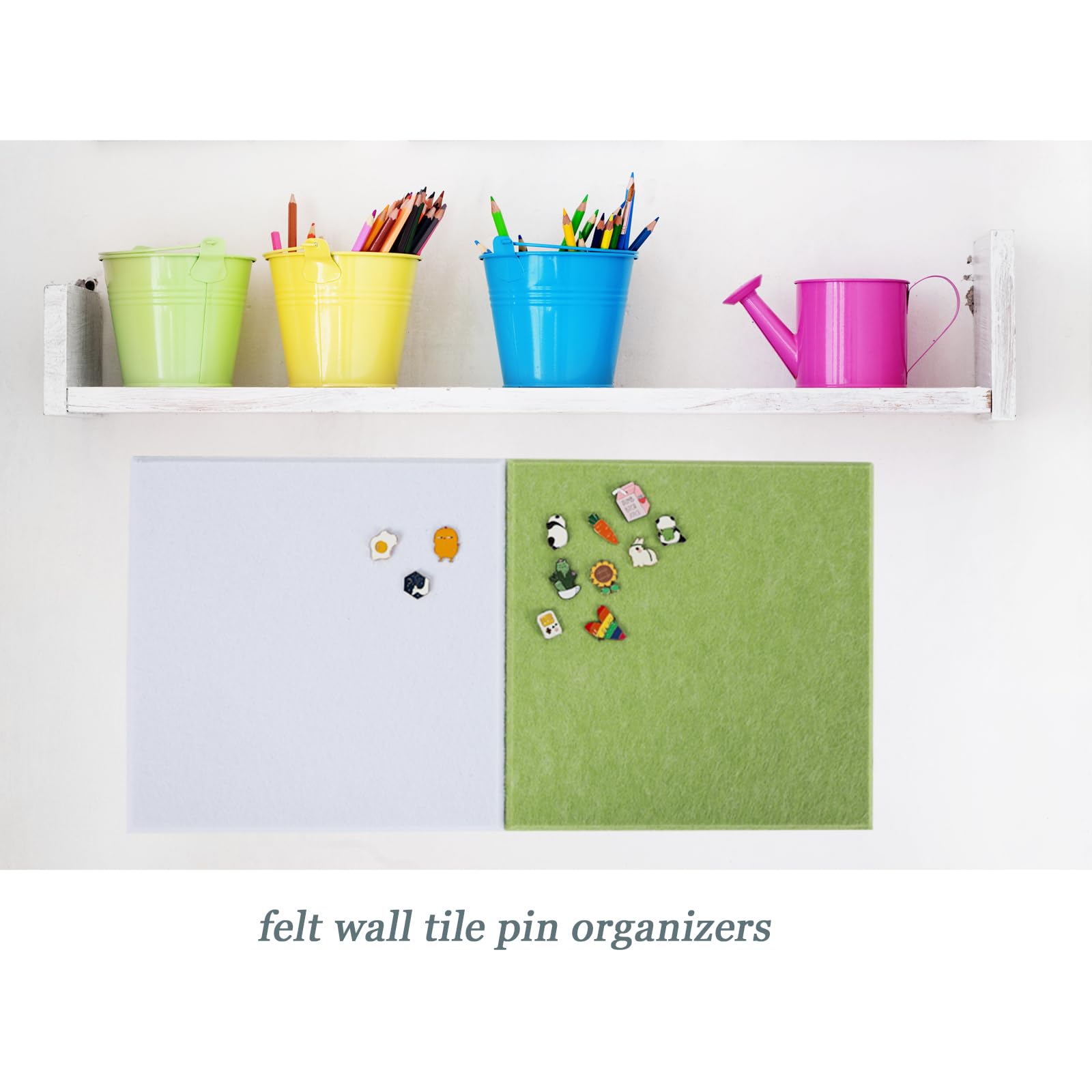 Große Korktafel-Alternative – Filz-Wandfliesen, 6 Stück Filz-Pinnwand mit Klebestreifen, 91,4 x 61 cm, Pinnwand für Büro, Schule, Zuhause (Obstgrün)