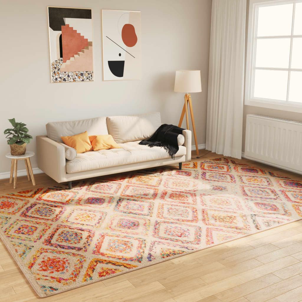 Tapis lavable multicolore 190x300 cm en velours doux antidérapant