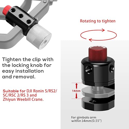 Miniatura 3 de Kit de contrapeso universal de cardán, abrazadera de montaje y contrapesos de 1.76 oz y 3.53 oz, soporte de peso de equilibrio de cardán para