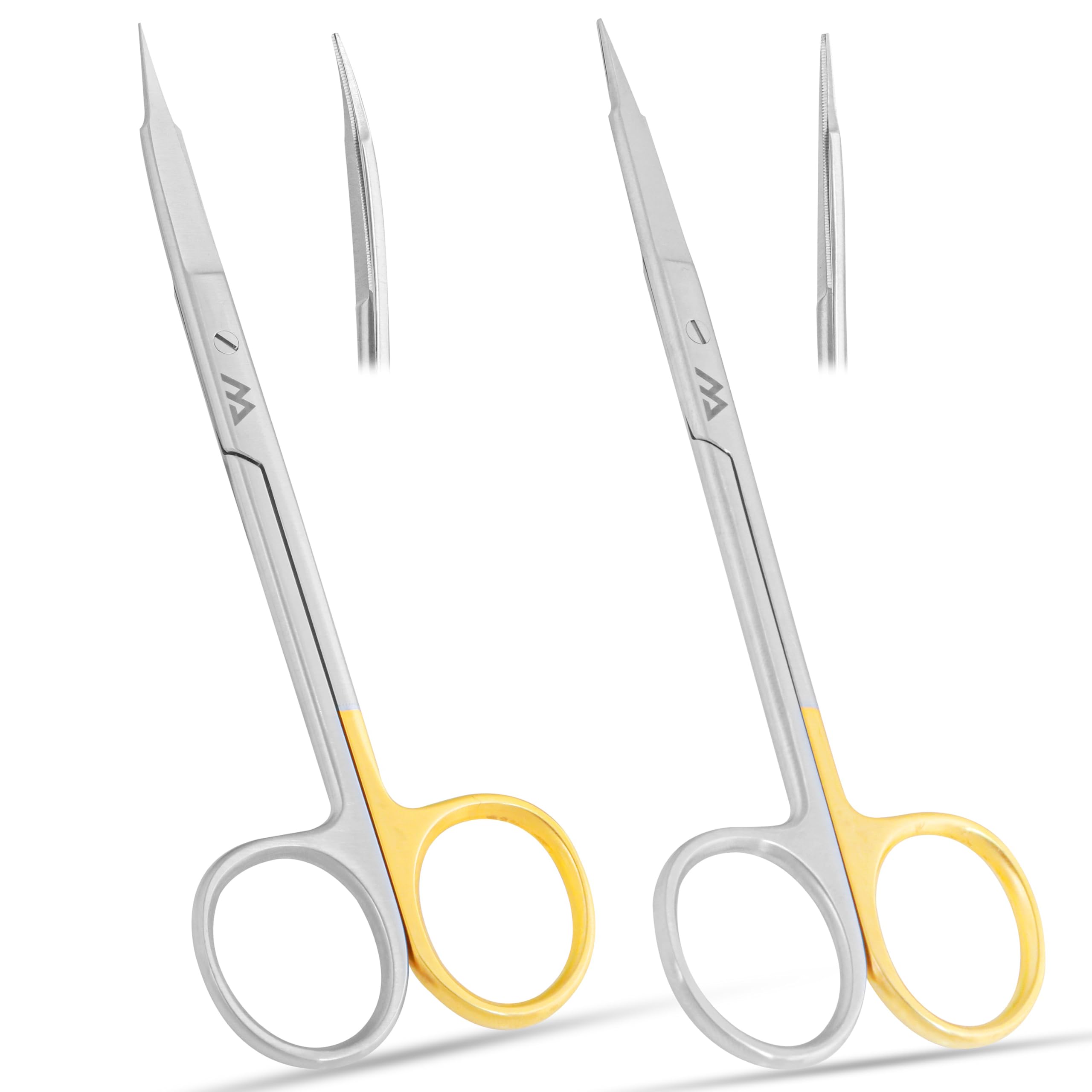 Goldman Fox Scissors Suture Straight and Curved Scissors 13 cm Surgical Scissors Set of Two (Super Cut Serrated Blade) for Cutting Gingival Tissues | Premium Quality Japanese Stainless Steel