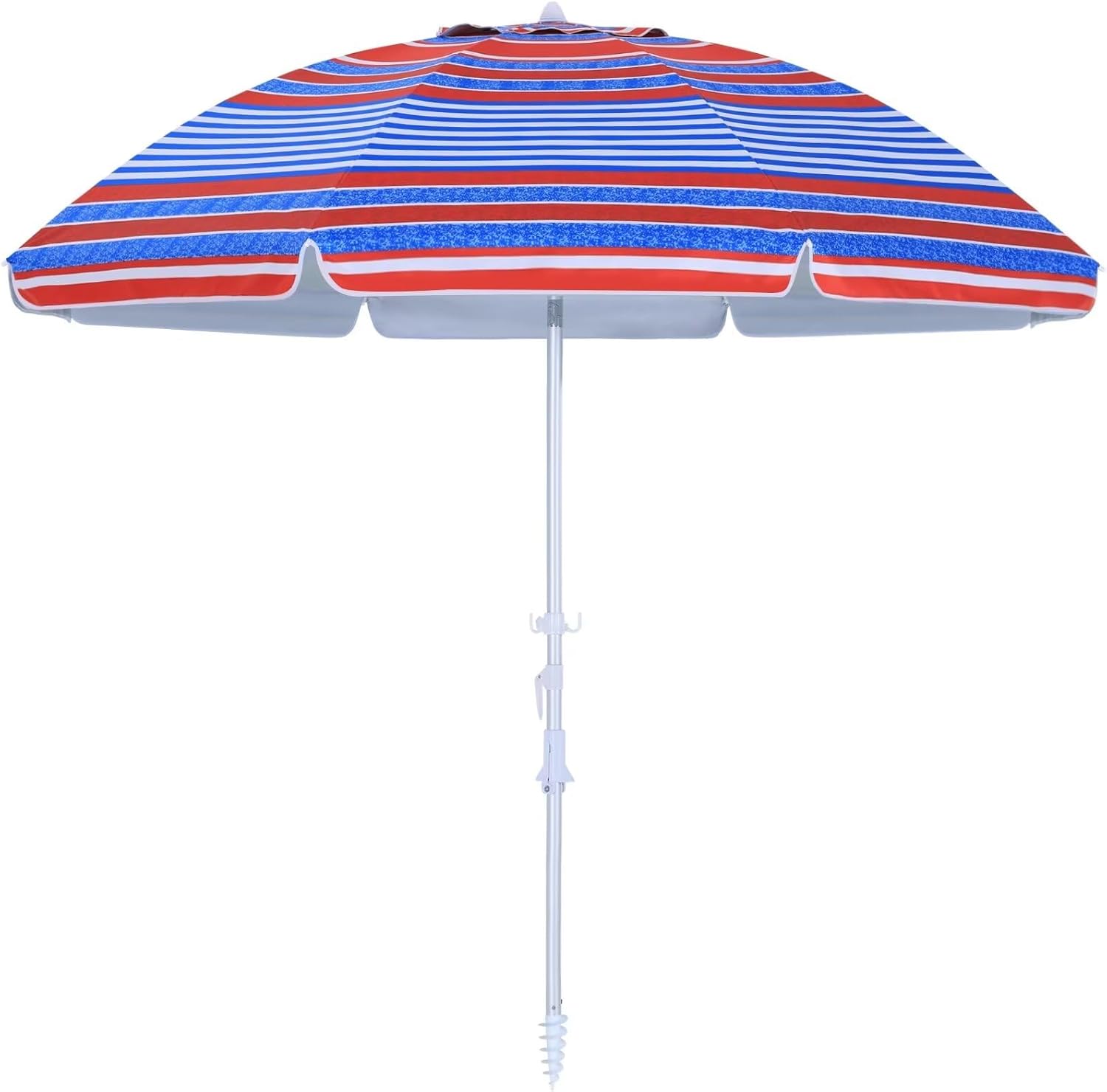 ABCCANOPY Beach Umbrella 6.5FT - Outdoor Windproof Umbrella with Sand Anchor, Bags & Tilt, Portable UV Protection Sunshade Umbrellas with Carry Bag for Beach Pool Patio Garden, Red Stripes