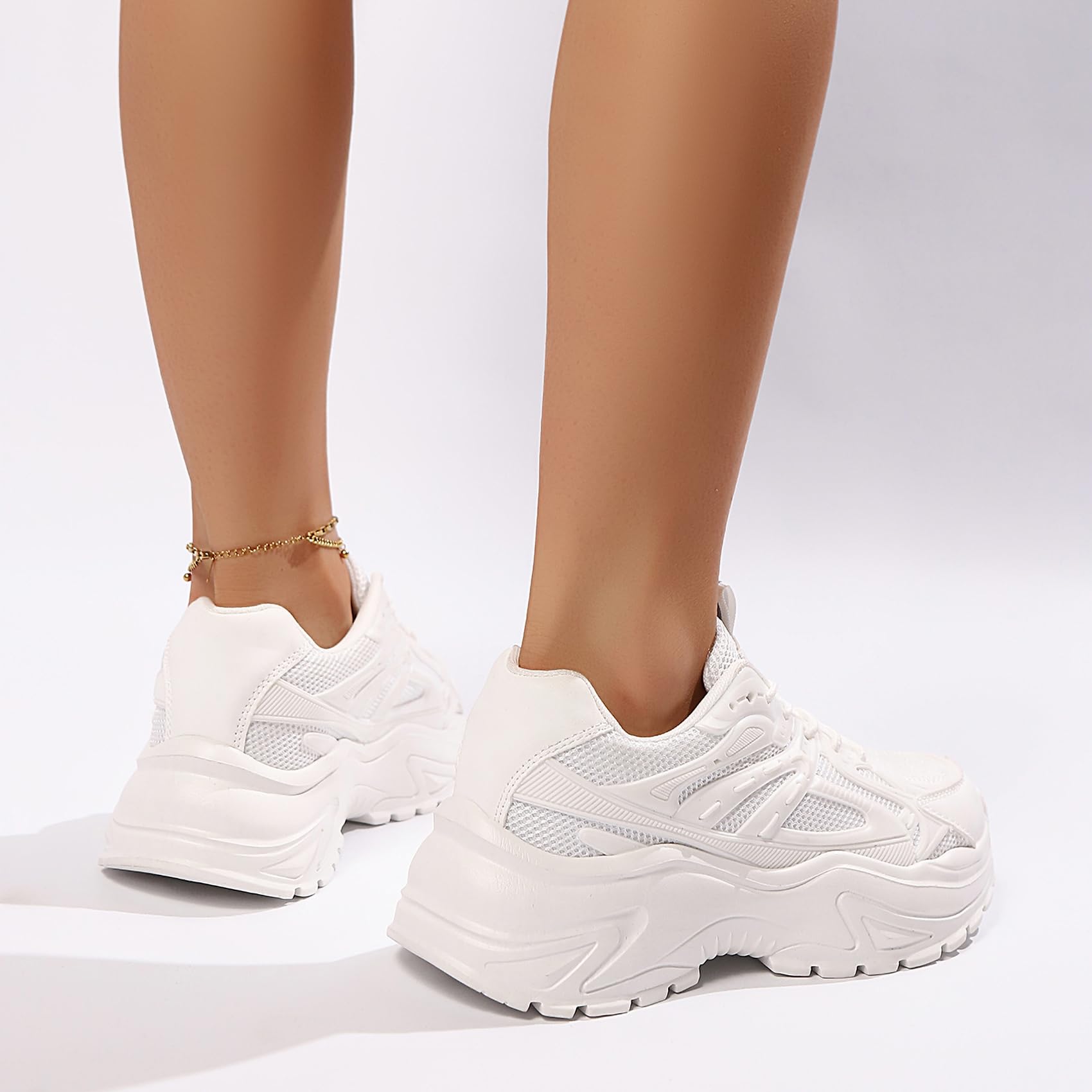 Zapatillas Deportivas Plataforma Mujer Blancas Suela Gruesa Cómoda Tacón Cuña Casual Moda